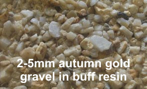 2-5mm autumn gold gravel in buff resin
